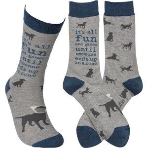 NEW Dog-themed  SOCKS "It's All Fun and Games..." from Primitives by Kathy